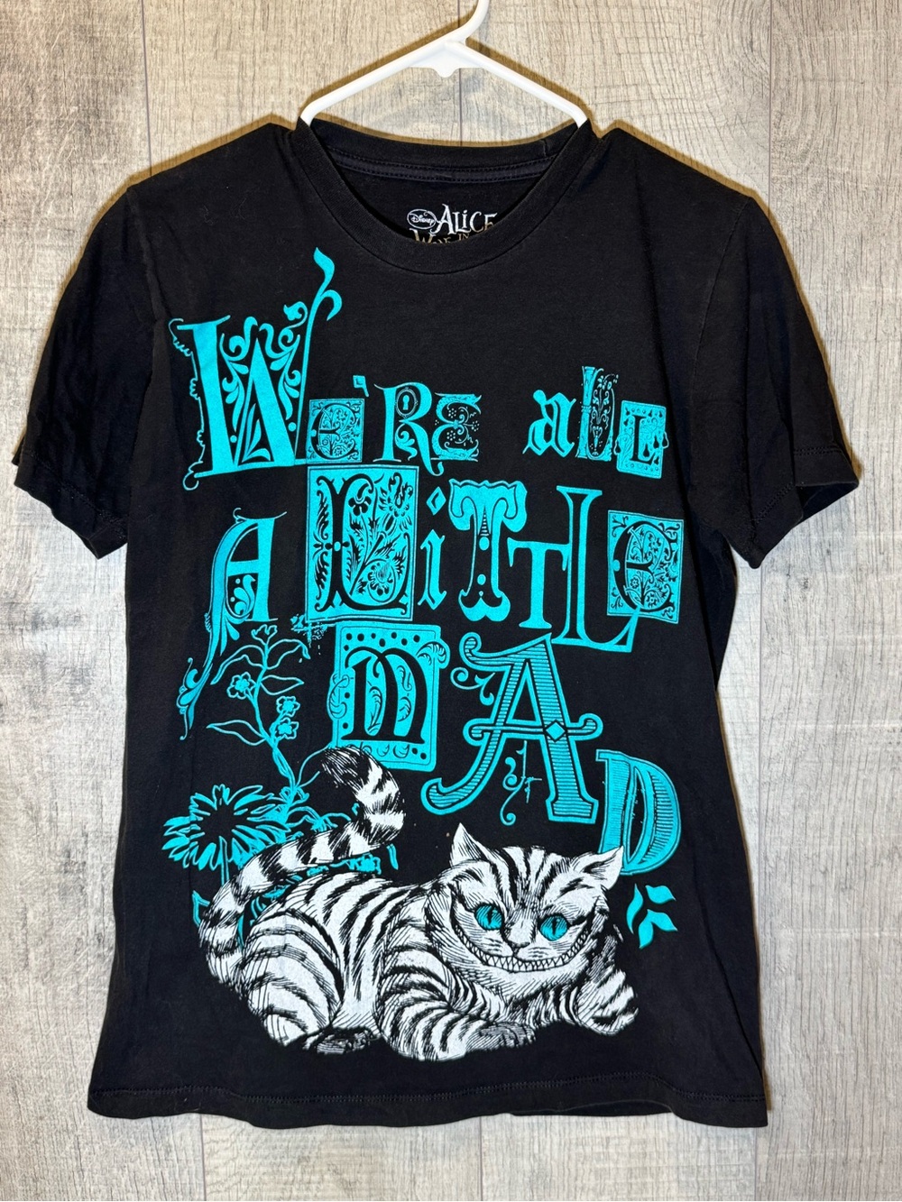 Alice In Wonderland Disney Shirt Medium Cheshire Cat We’re All A Little Mad